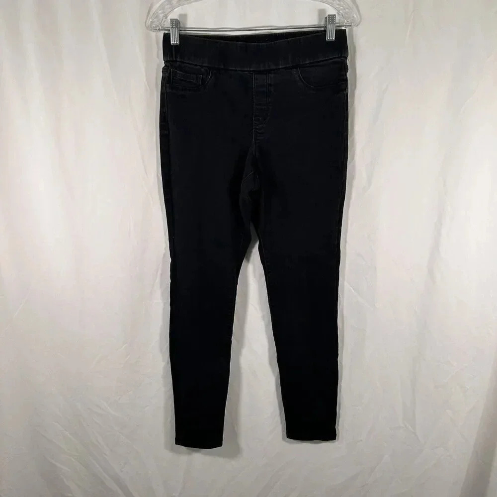 Nine West Pants Jegging Women 6 Black Pull On Super Skinny Mid Rise Cotton Blend